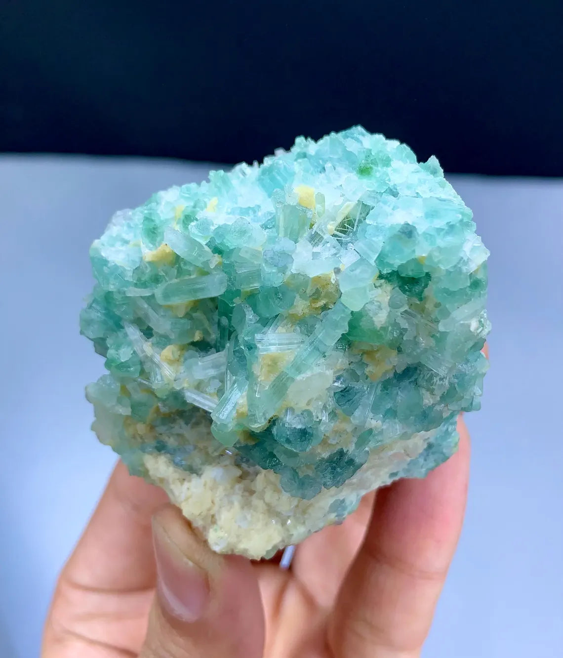 Paraiba Like Color Tourmaline Cluster on Matrix from Afghanistan - 158 grams