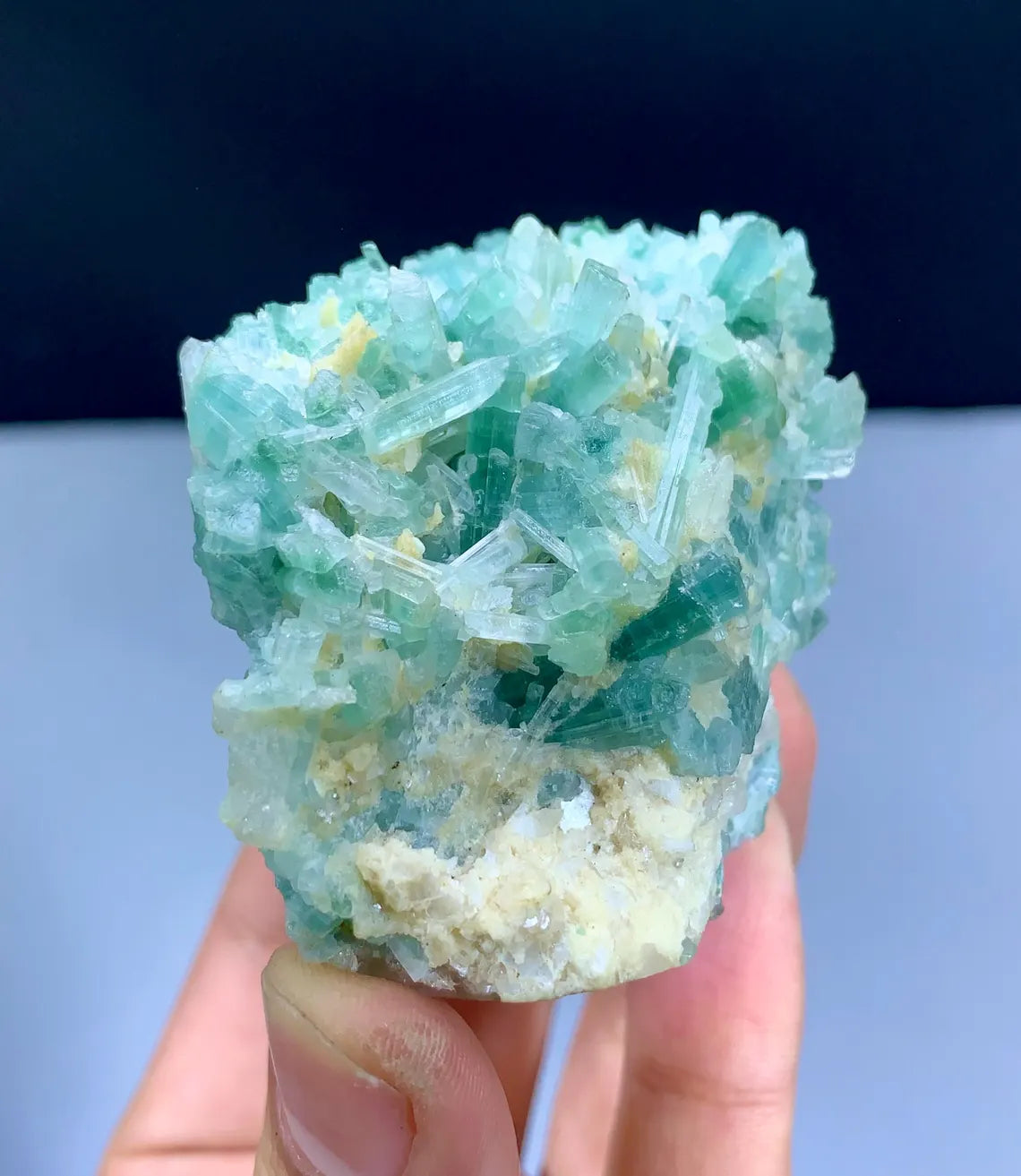 Paraiba Like Color Tourmaline Cluster on Matrix from Afghanistan - 158 grams