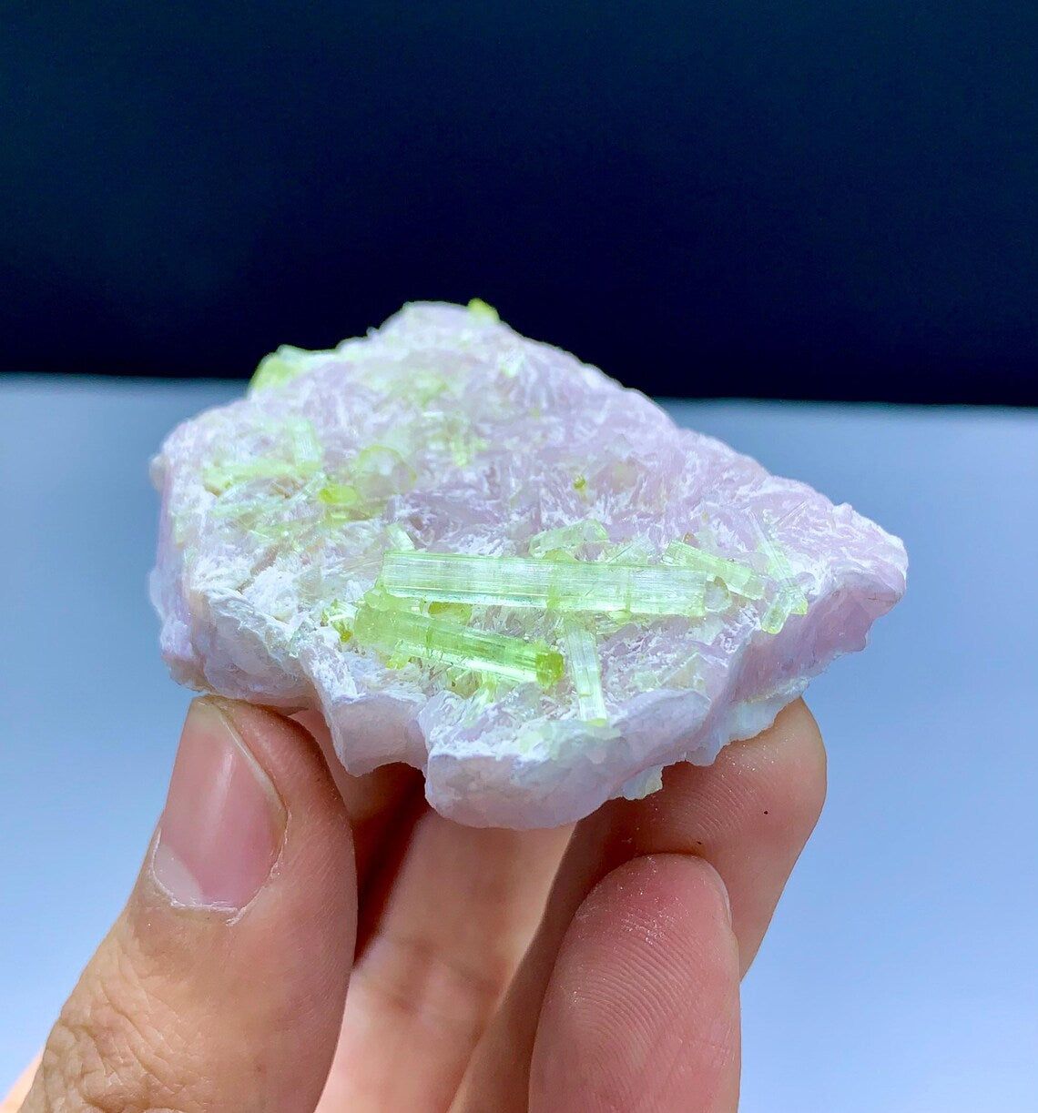 Lush Green Tourmaline on Lepidolite from Afghanistan - 55 gram