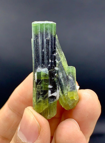 Amazing Bicolor Tourmaline Twinned Tourmaline, Natural Green Cap Crystals - 72.60 carat