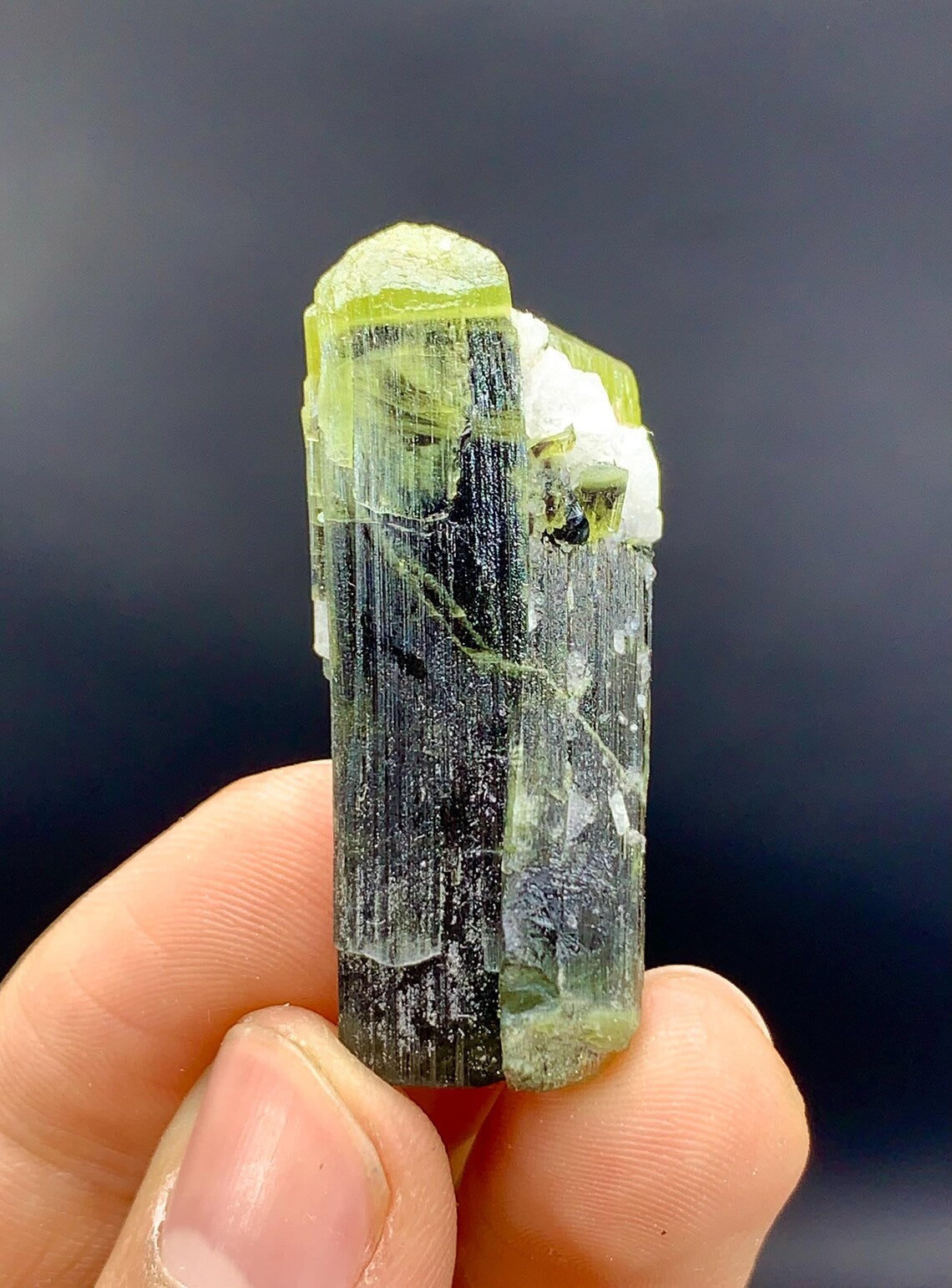 Amazing Bicolor Tourmaline Twinned Tourmaline, Natural Green Cap Crystals - 72.60 carat