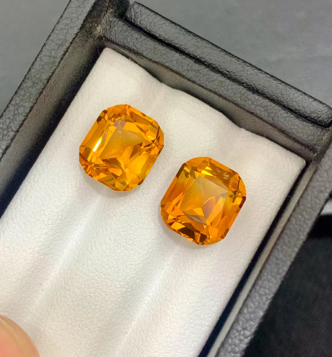 Mesmerising Orange Citrine Gems Pair, Bright Orange Madeira Citrine From Brazil - 9.65 carat