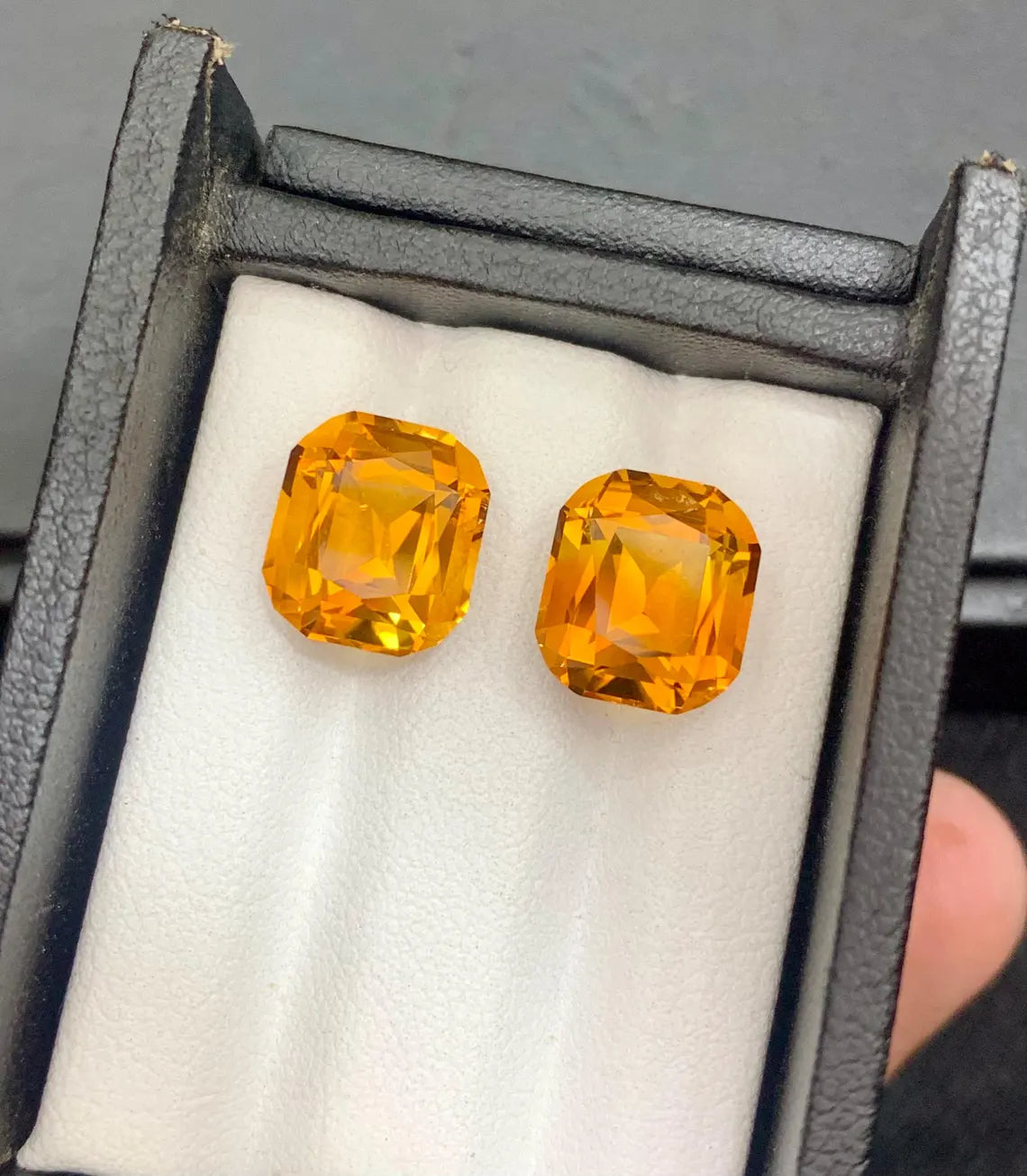 Mesmerising Orange Citrine Gems Pair, Bright Orange Madeira Citrine From Brazil - 9.65 carat