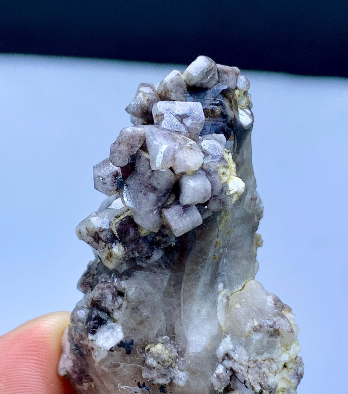 Natural Purple Color Apatite Cluster on Smoky Quartz from Pakistan - 54 grams