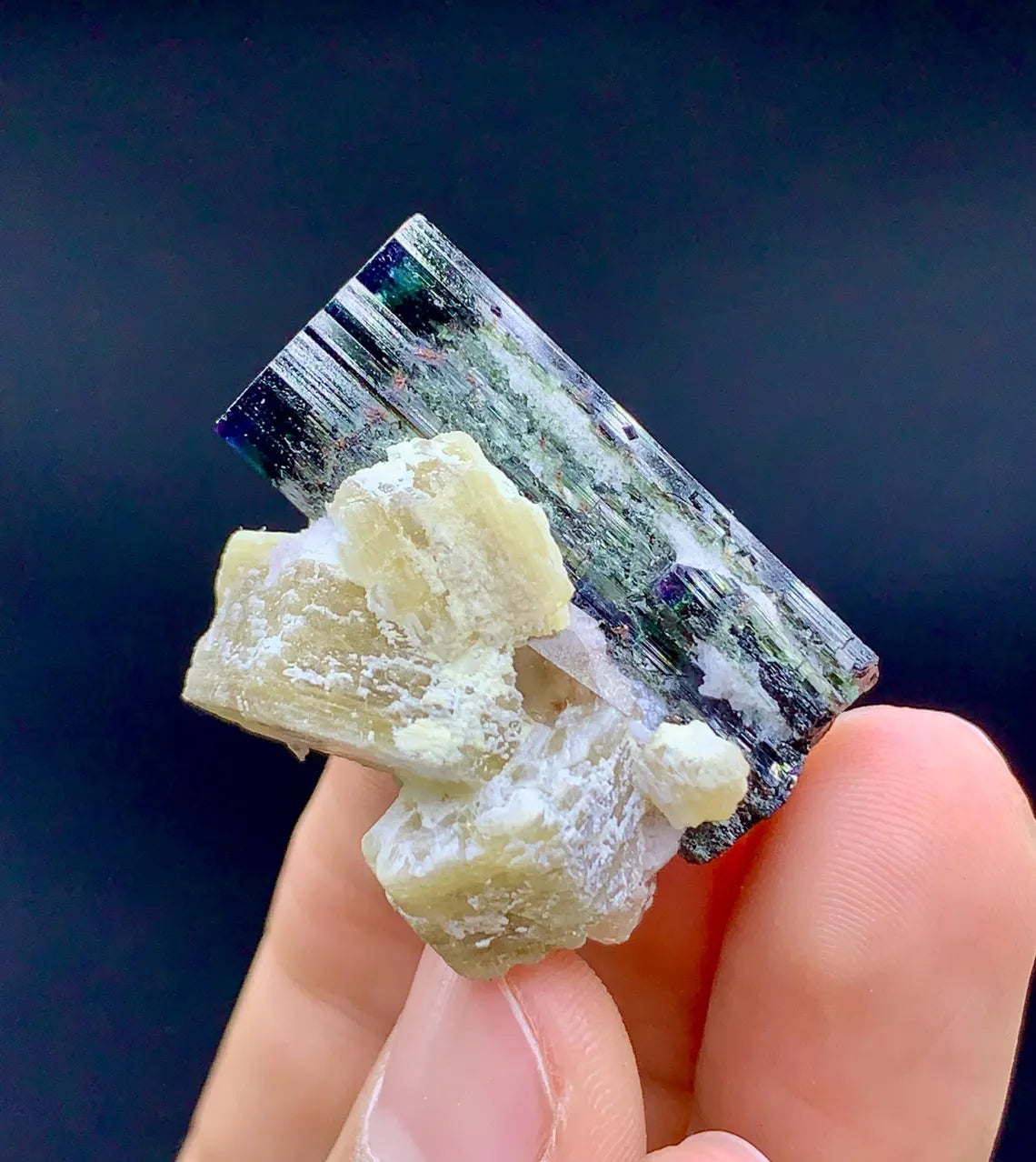 Bicolor Tourmaline with Topaz, Tantalite Inclusions and Lepidolite, 23 gram