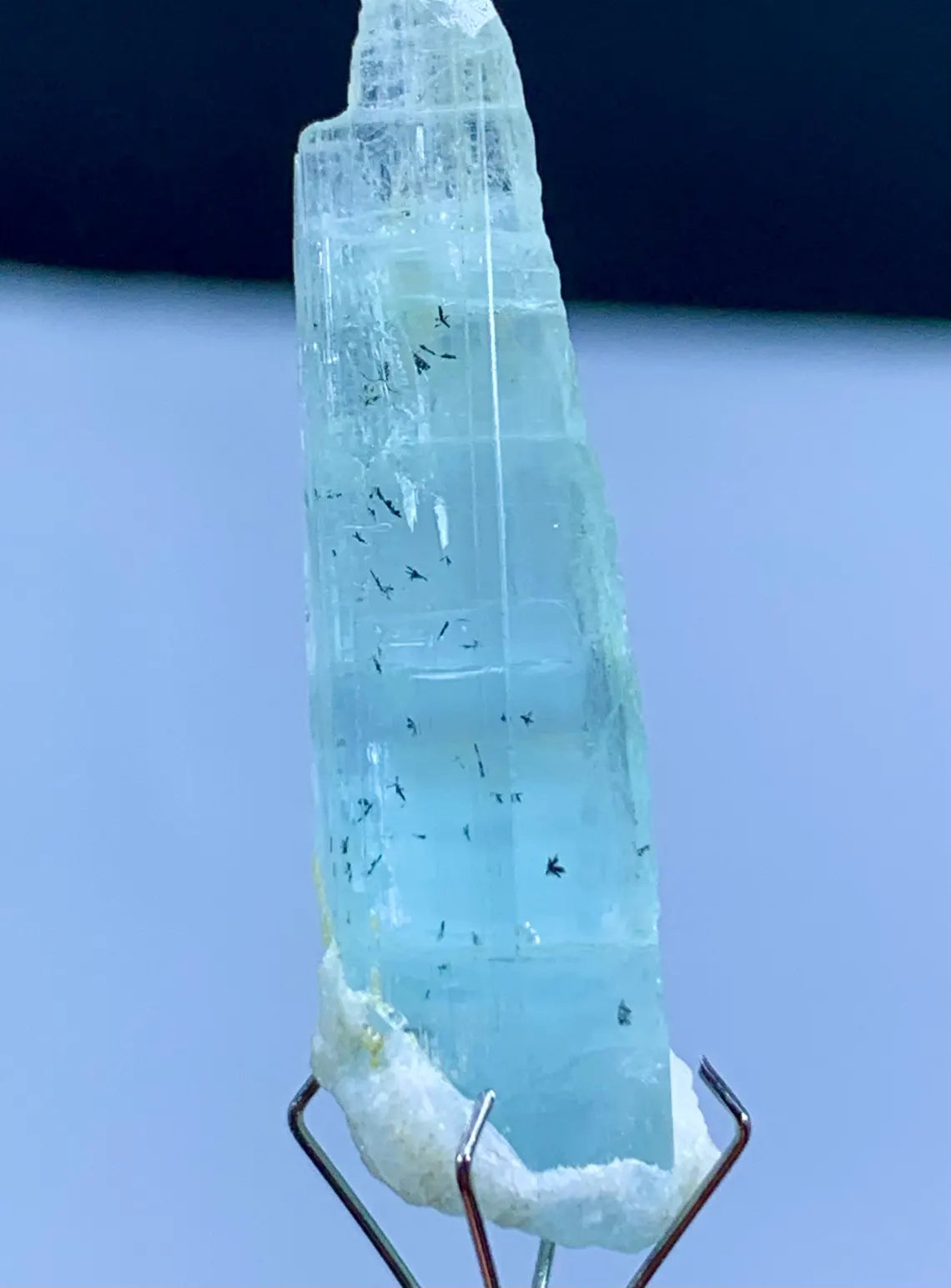 Sky Blue Aquamarine with Dendrites, Inside Dendrites Inclusions - 17.85 carats