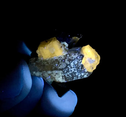 Fluorescent Apatite with Schorl Tourmaline and Quartz - 17 gram