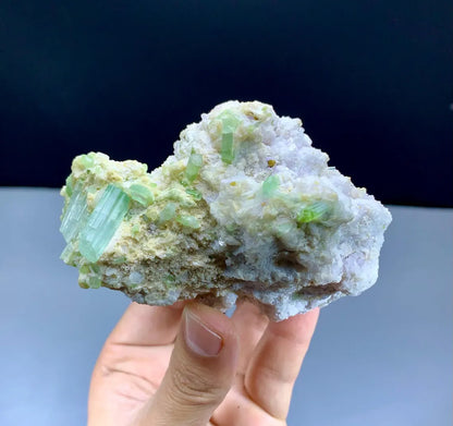 Lush Green Tourmalines on Lepidolite from Afghanistan - 327 grams