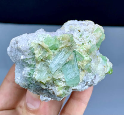 Lush Green Tourmalines on Lepidolite from Afghanistan - 327 grams