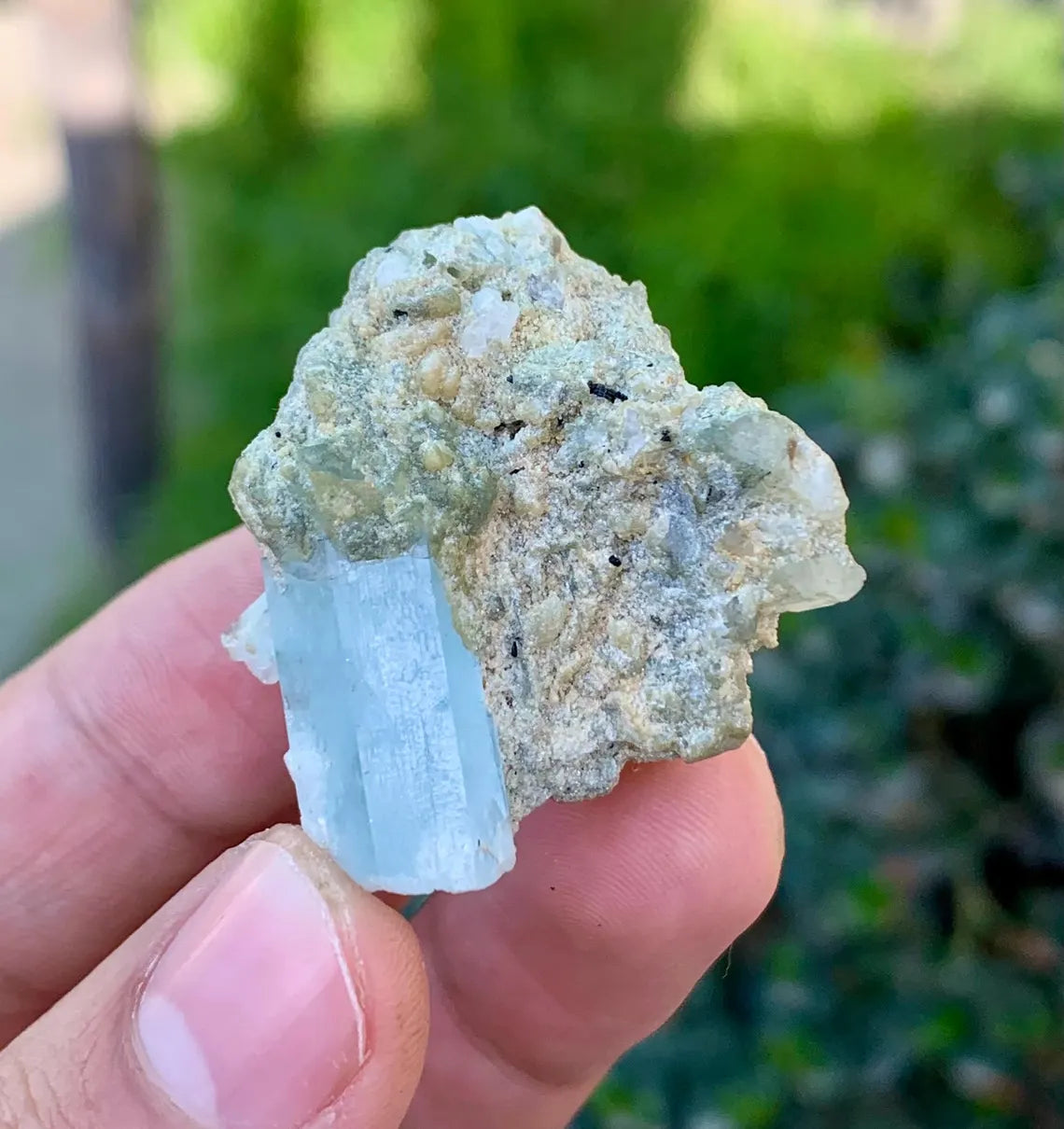 Sky Blue Aquamarine Crystals on Albite, Aquamarine Specimen - 25 grams