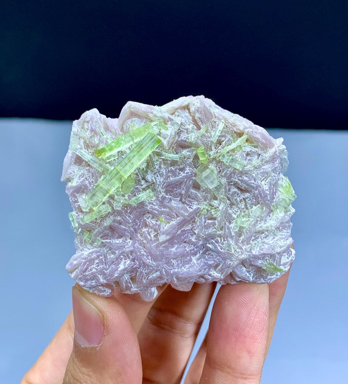 Lush Green Tourmaline on Lepidolite from Afghanistan - 55 gram