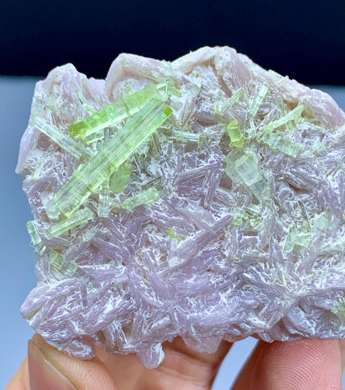 Lush Green Tourmaline on Lepidolite from Afghanistan - 55 gram