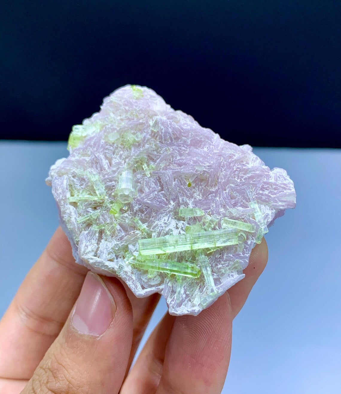 Lush Green Tourmaline on Lepidolite from Afghanistan - 55 gram