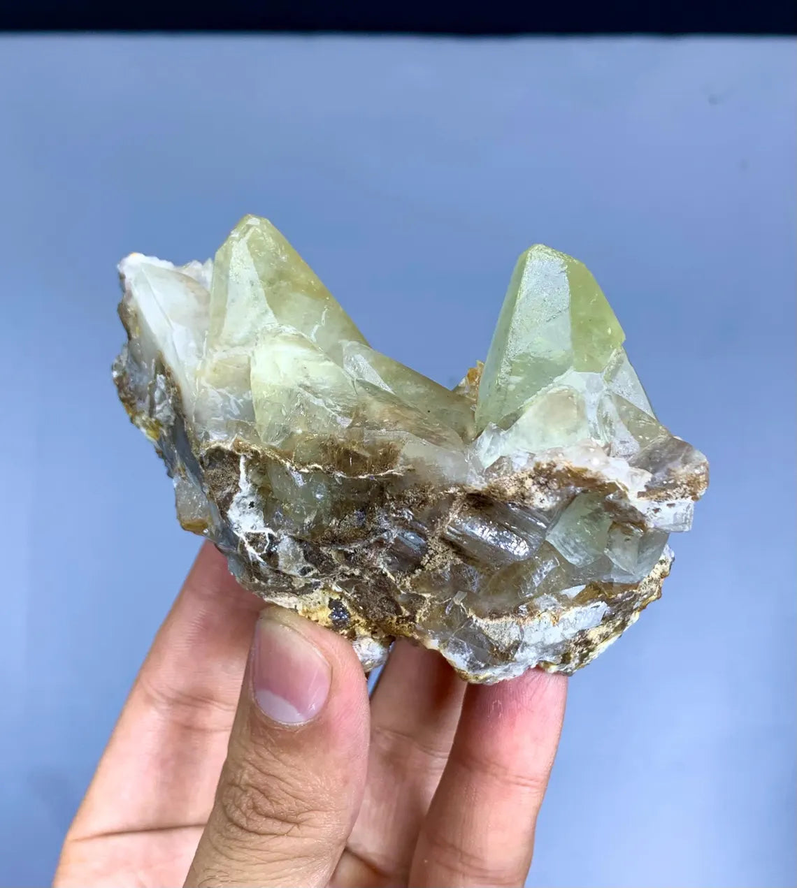 Natural Yellow Color Calcite Cluster on Matrix, Calcite Specimen from Pakistan - 256 gram