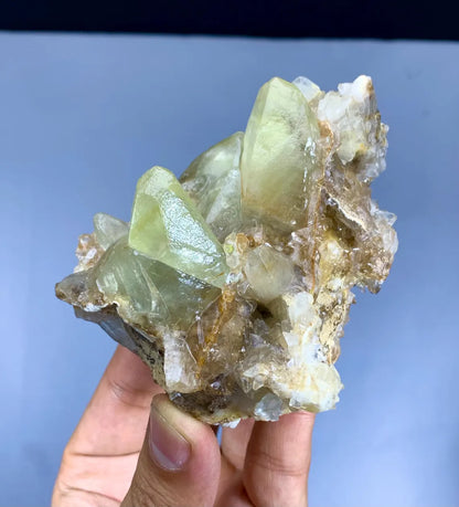 Natural Yellow Color Calcite Cluster on Matrix, Calcite Specimen from Pakistan - 256 gram