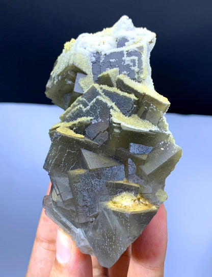 Stunning Cubic Fluorite with Yellow Calcite from Pakistan - 341 gram