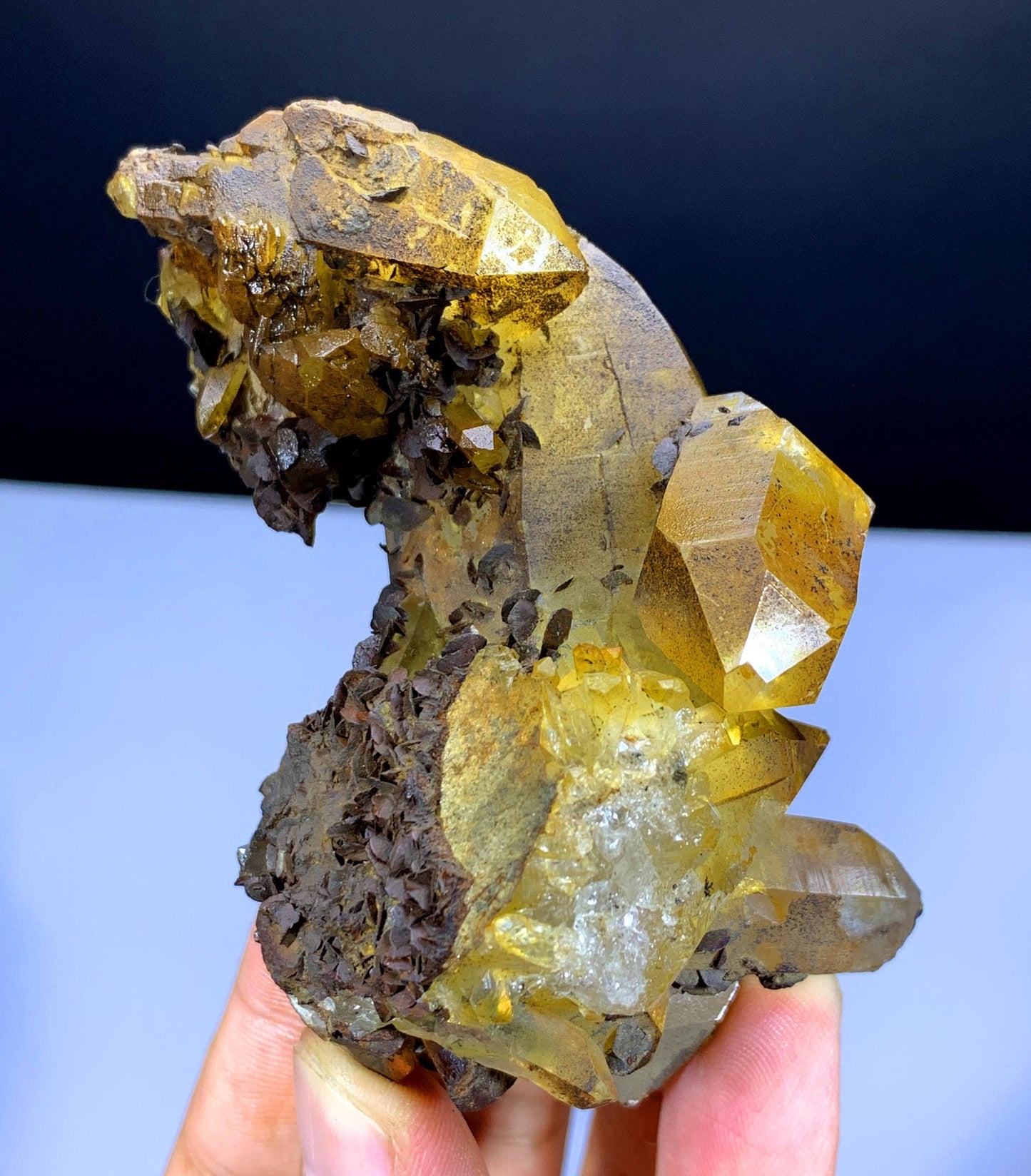 Natural Siderite Cluster on Yellow Quartz from Pakistan - 163 gram