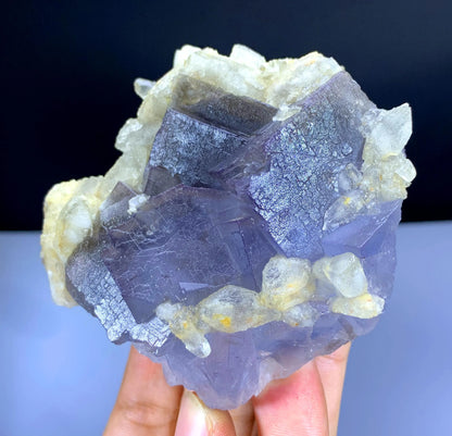 Purple Blue Phantom Fluorite with Calcite from Pakistan - 378 gram