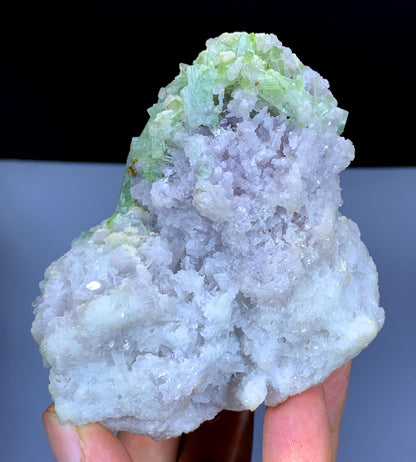 Lush Green Tourmaline Crystals with Rare Microlite and Lepidolite Specimen from Afghanistan - 343 gram