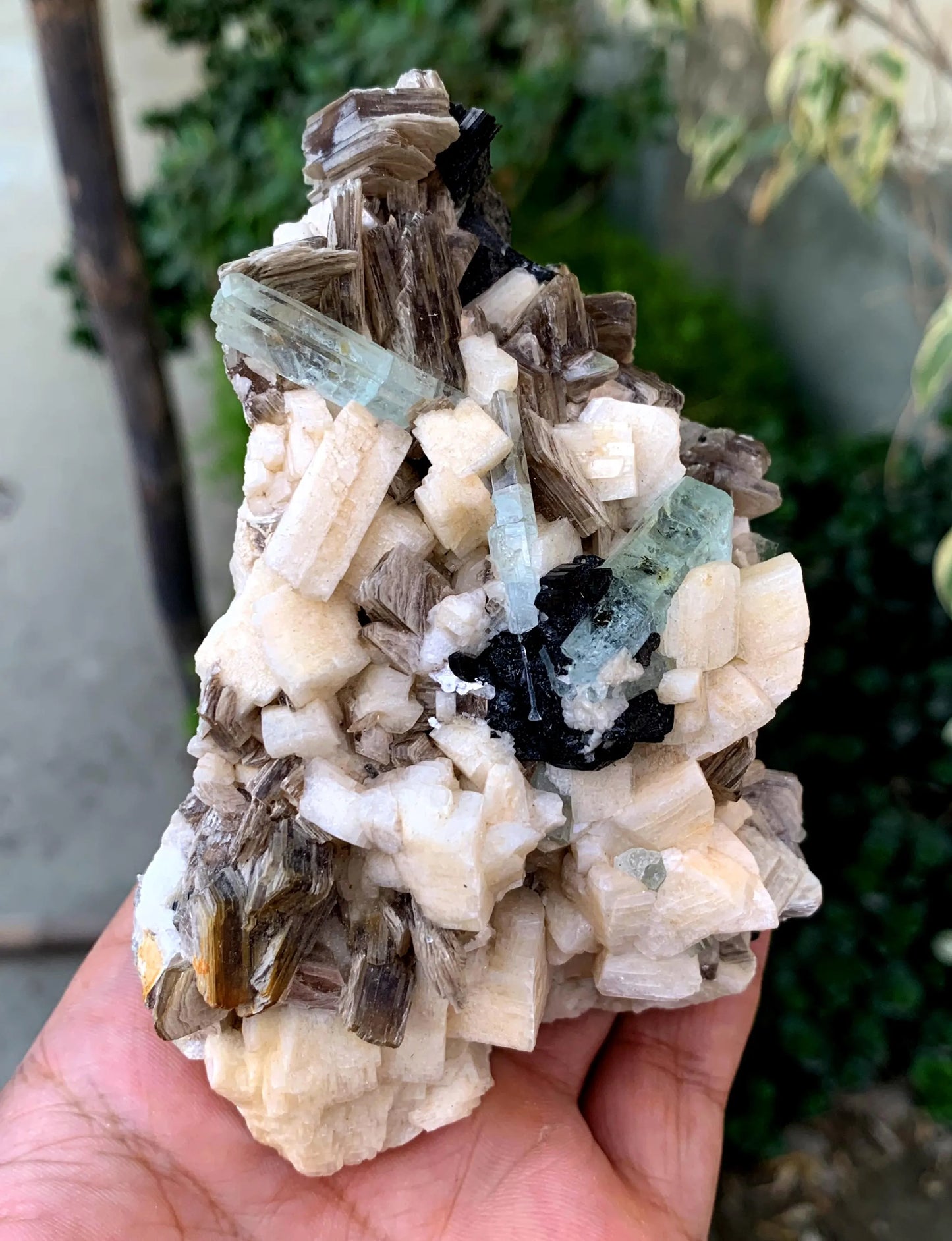 Sky Blue Aquamarines with Star Mica, Schorl and Feldspar, Aquamarine Specimen, Shigar Aquamarine - 378 gram