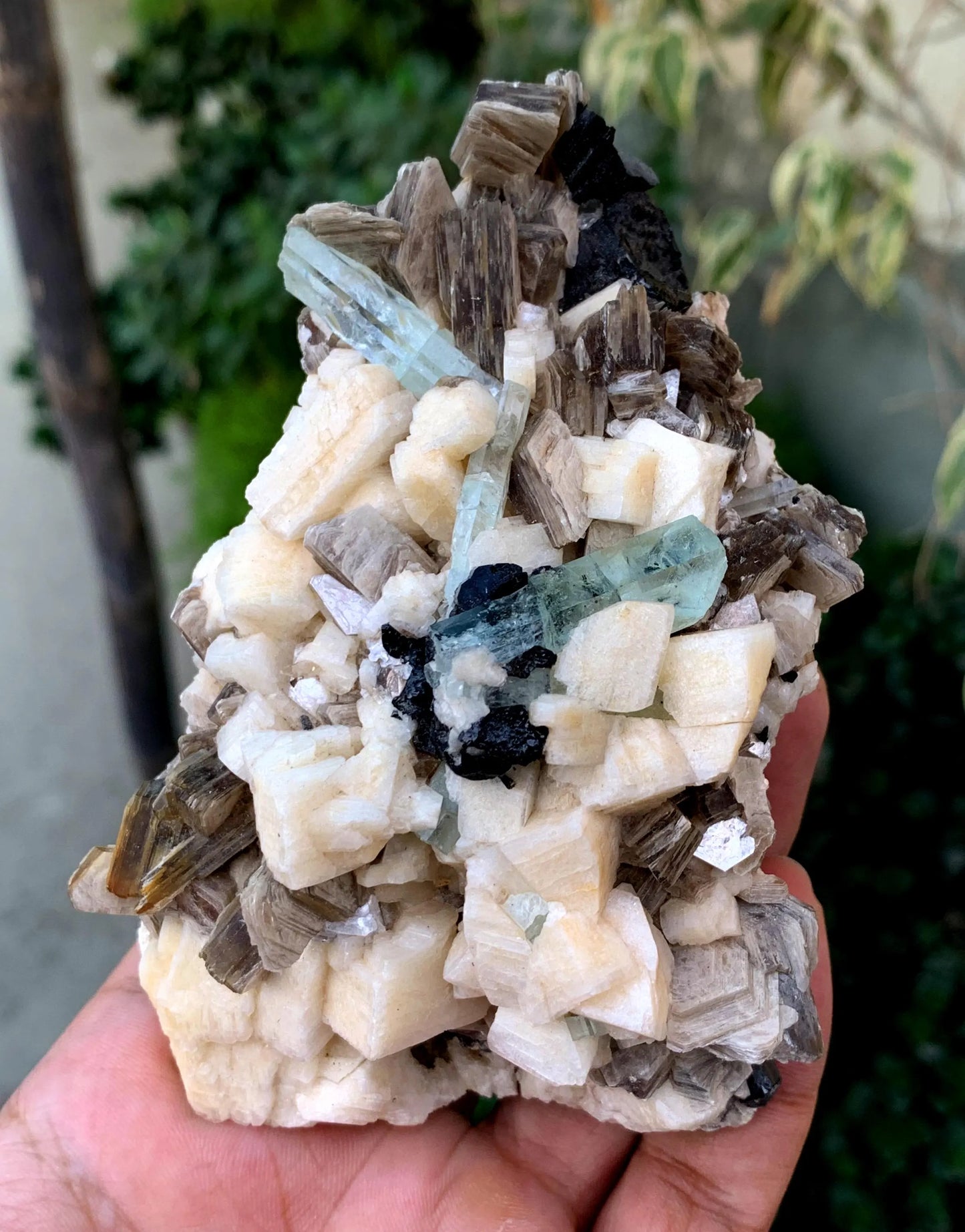 Sky Blue Aquamarines with Star Mica, Schorl and Feldspar, Aquamarine Specimen, Shigar Aquamarine - 378 gram