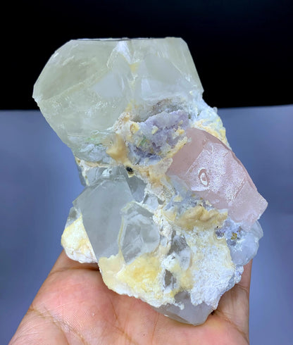 Natural Pink Color Morganite with Quartz and Lepidolite Specimen from Dara-i-Pech Afghanistan - 615 gram