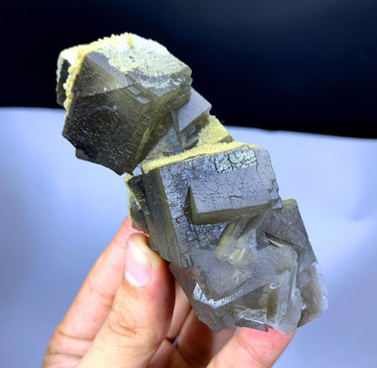 Stunning Cubic Fluorite with Yellow Calcite from Pakistan - 341 gram