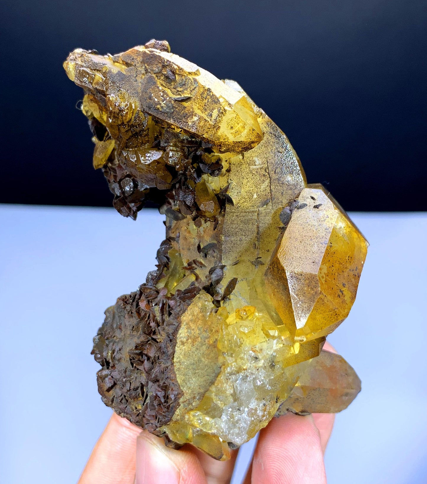 Natural Siderite Cluster on Yellow Quartz from Pakistan - 163 gram