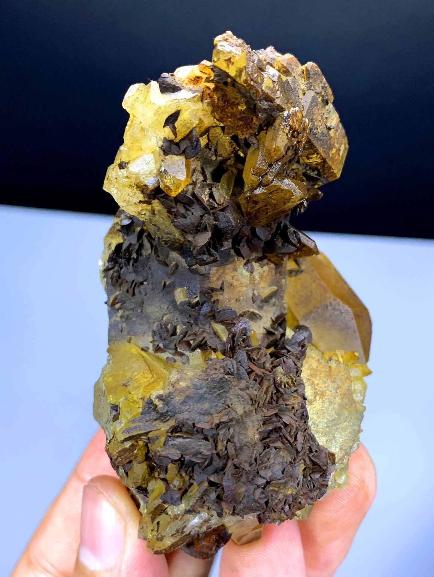 Natural Siderite Cluster on Yellow Quartz from Pakistan - 163 gram