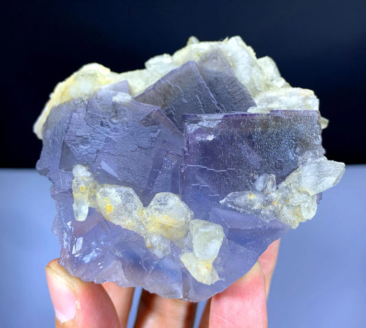 Purple Blue Phantom Fluorite with Calcite from Pakistan - 378 gram