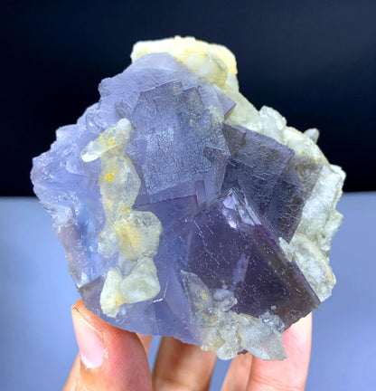 Purple Blue Phantom Fluorite with Calcite from Pakistan - 378 gram