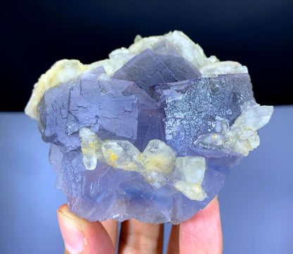 Purple Blue Phantom Fluorite with Calcite from Pakistan - 378 gram