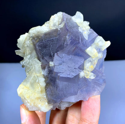 Purple Blue Phantom Fluorite with Calcite from Pakistan - 378 gram