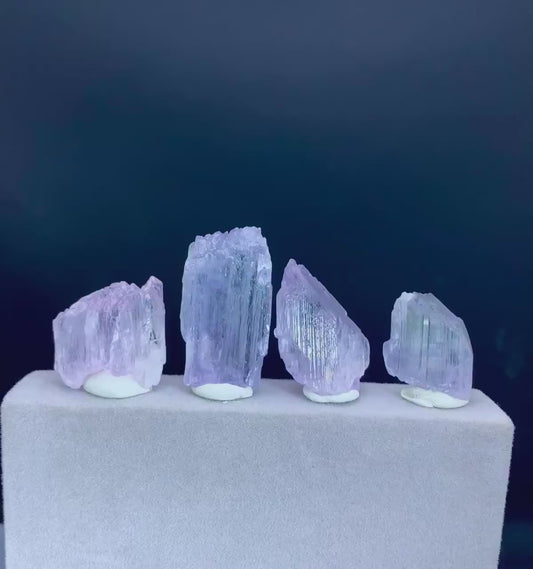 04 pcs Purple Pink Etched Kunzite Crystals from Afghanistan- 65 gram