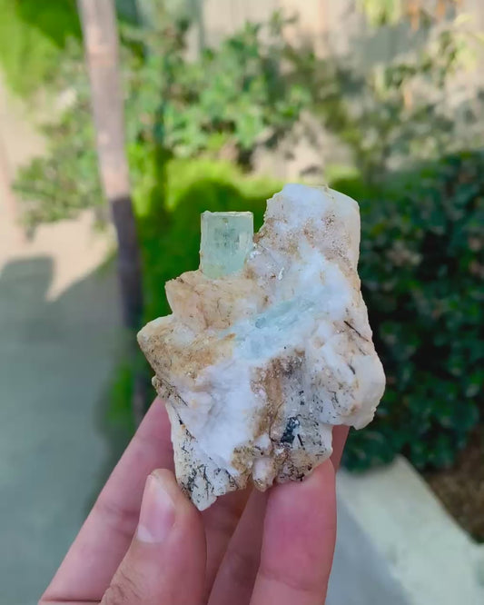 Natural Blue Aquamarine on Feldspar from Pakistan - 150 gram