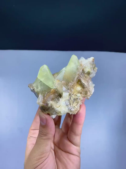 Natural Yellow Color Calcite Cluster on Matrix, Calcite Specimen from Pakistan - 256 gram